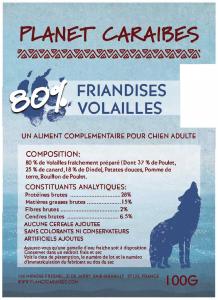Friandise pour chiens sans céréales 80% Volailles 100G