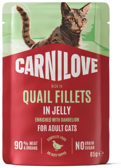 CARNILOVE - CAT POUCH JELLY - QUAIL ENRICHED WITH DANDELION - 85G