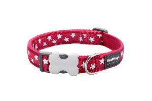 RED DINGO Dog collier Design Stars White on Red L 25mm x 41-63cm