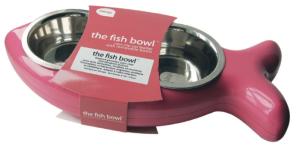 GAMELLE THE FISH DOUBLE BOL CHAT VIEUX ROSE 