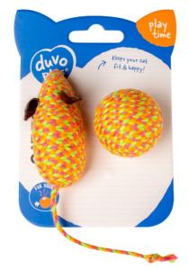 JOUET CHAT SOURIS BALLE ORANGE 2PC