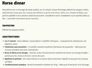 HORSE DINNER Préfané de Ray-Grasse Italien emballé sous plastique 18kg.