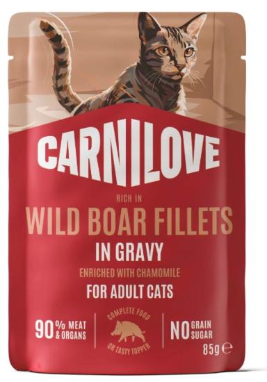CARNILOVE - CAT POUCH GRAVY - WILD BOAR ENRICHED WITH CHAMOMILE - 85G