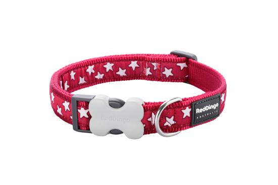 RED DINGO Dog collier Design Stars White on Red M 20mm x 31-47cm