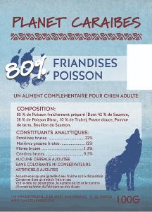 Friandise pour chiens sans céréales 80% Poissons 100G