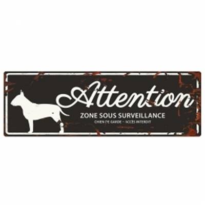 WARNING SIGN BULL TERRIER F noir