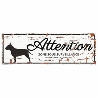 WARNING SIGN BULL TERRIER F blanc