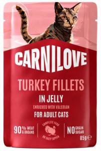 CARNILOVE -CAT POUCH JELLY -TURKEY ENRICHED WITH VALERIAN -85G