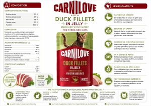 CARNILOVE -CAT POUCH JELLY -DUCK ENRICHED WITH CATNIP FOR STERILISED -85G