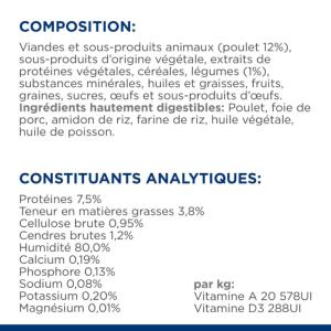 Hill's PRESCRIPTION DIET Gastrointestinal Biome Mijotés pour Chat Poulet & Légumes 82 g