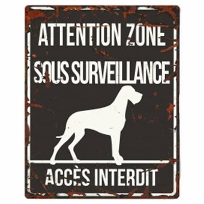 WARNING SIGN SQUARE DANISH DOG F noir