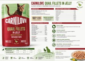 CARNILOVE - CAT POUCH JELLY - QUAIL ENRICHED WITH DANDELION - 85G
