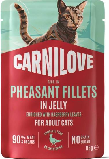 CARNILOVE - CAT POUCH JELLY - PHEASANT ENRICHED WITH RASPBERRY LEAVES - 85G