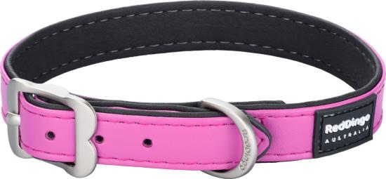 RED DINGO Dog collier Elegant cuir vegan Hot Pink S/M 20mm, 36cm