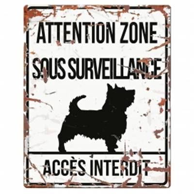 WARNING SIGN SQUARE TERRIER F blanc