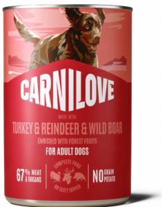 CARNILOVE -DOG CAN - PATE TURKEY & REINDEER & WILD BOAR - 400G