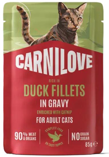 CARNILOVE - CAT POUCH GRAVY - DUCK ENRICHED WITH CATNIP - 85G