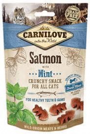 CARNILOVE - SNACK CAT - CRUNCHY SALMON WITH MINT WHIT FREAS MEAT - 50G
