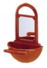 Jouet oiseau mangeoire avec miroir orange 11cm