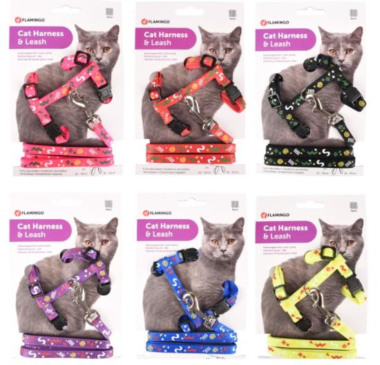 HARNAIS+LAISSE CHAT PARTY MIX COULEUR 1PC