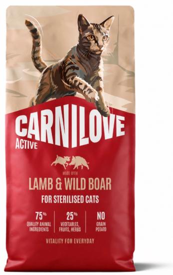 CARNILOVE ACTIVE CAT DRY -LAMB & WILD BOAR - STERILISED ADULT ALL BREEDS -2KG