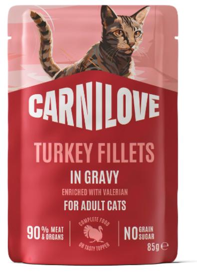CARNILOVE - CAT POUCH GRAVY - TURKEY ENRICHED WITH VALERIAN - 85G