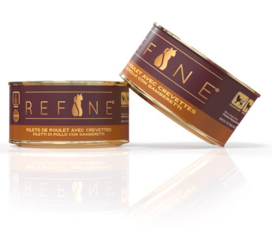 REFINE chat Sterilisé bte 85g filets de poulet avec crevettes