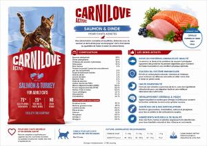 CARNILOVE ACTIVE CAT DRY -SALMON & TURKEY - ADULT ALL BREEDS -2KG