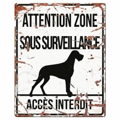 WARNING SIGN SQUARE DANISH DOG F blanc