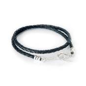 BRACELET FEMME DOUBLE CUIR NOIR 40,5cm