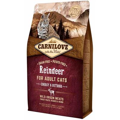 CARNILOVE CAT – Reinder for Adult Cats – Energy & Outdoor (sans céréales) 400g