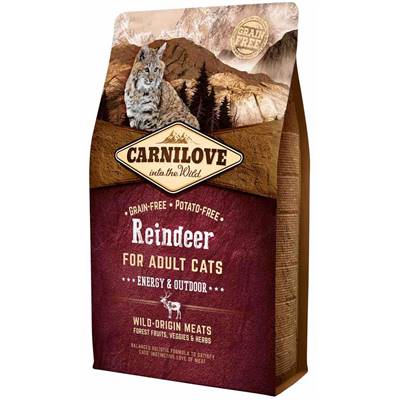 CARNILOVE CAT – Reinder for Adult Cats – Energy & Outdoor (sans céréales) 400g