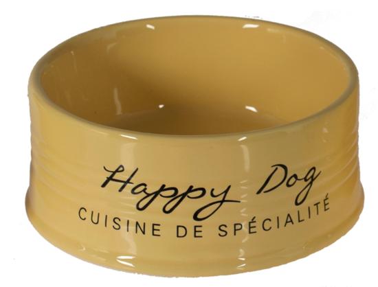 MANGEOIRE CERAMIQUE STONE HAPPY DOG Ø18,5cm JAUNE