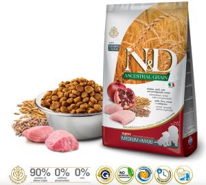 N&D ANCESTRAL GRAIN POULET & GRENADE CHIOT MEDIUM & MAXI 12 KG