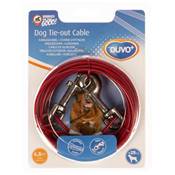 CABLE DE NICHE PLASTIFIEE ROUGE 4,5M pour des chiens jusqu' 25kg