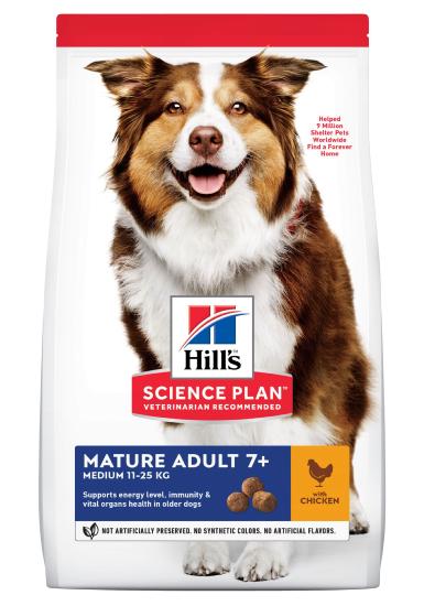 Hill's Science Plan croquettes pour Chien Adulte Mature 7+ Medium au Poulet 2,5kg