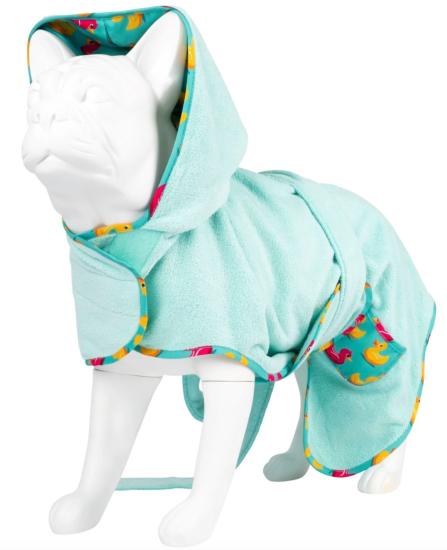 PEIGNOIR CHIEN TAILLE S - MOTIFS CANETONS
