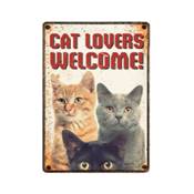 Panneau Métallique Chat Lovers Welcome