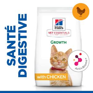 Hill's Vet Essentials Kitten GROWTH ActivBiome+ croquettes pour Chaton au Poulet 1,5kg