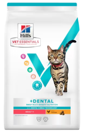 Hill's VET ESSENTIALS MULTI-BENEFIT + DENTAL Adult 1+ Croquettes pour Chat au Poulet 1,5kg  