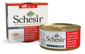 SCHESIR boite 150 g - Chien - en gelée - Filets de poulet avec bœuf