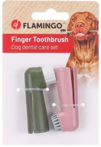 SET BROSSE À DENTS DE DOIGT DENTES ROSE/VERT