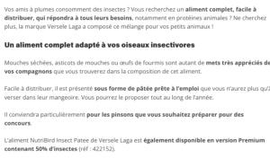 NUTRIBIRD INSECT PATEE 250G