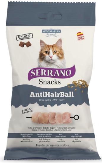 SERRANO Snack chat ANTI HAIRBALL Poulet SANS CEREALES 50G
