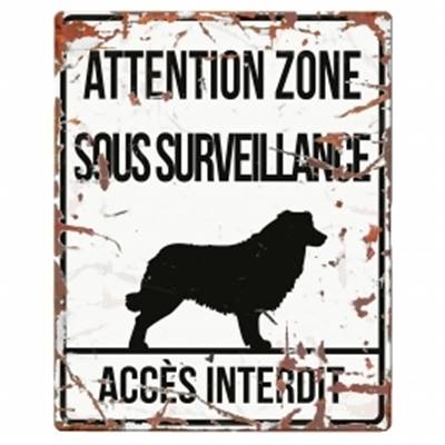 WARNING SIGN SQUARE COLLIE F blanc