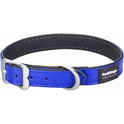 RED DINGO Dog collier Elegant cuir vegan Dark Blue M 20mm, 42cm