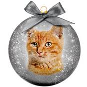 Boule de Noël givrée Chat rouge