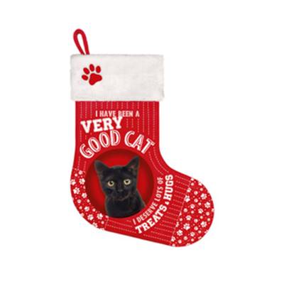 Chaussette de Noël à remplir de cadeaux chat noir
