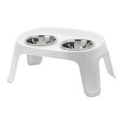 Skybar - Support plastique blanc Small + gamelles Inox hauteur: 20cm