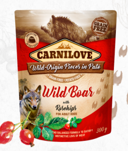 CARNILOVE - DOG POUCH - PATE WILD BOAR WITH ROSEHIPS - 300G